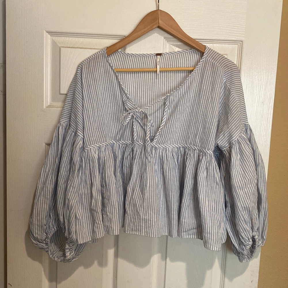 Free People Striped Peplum Blouse